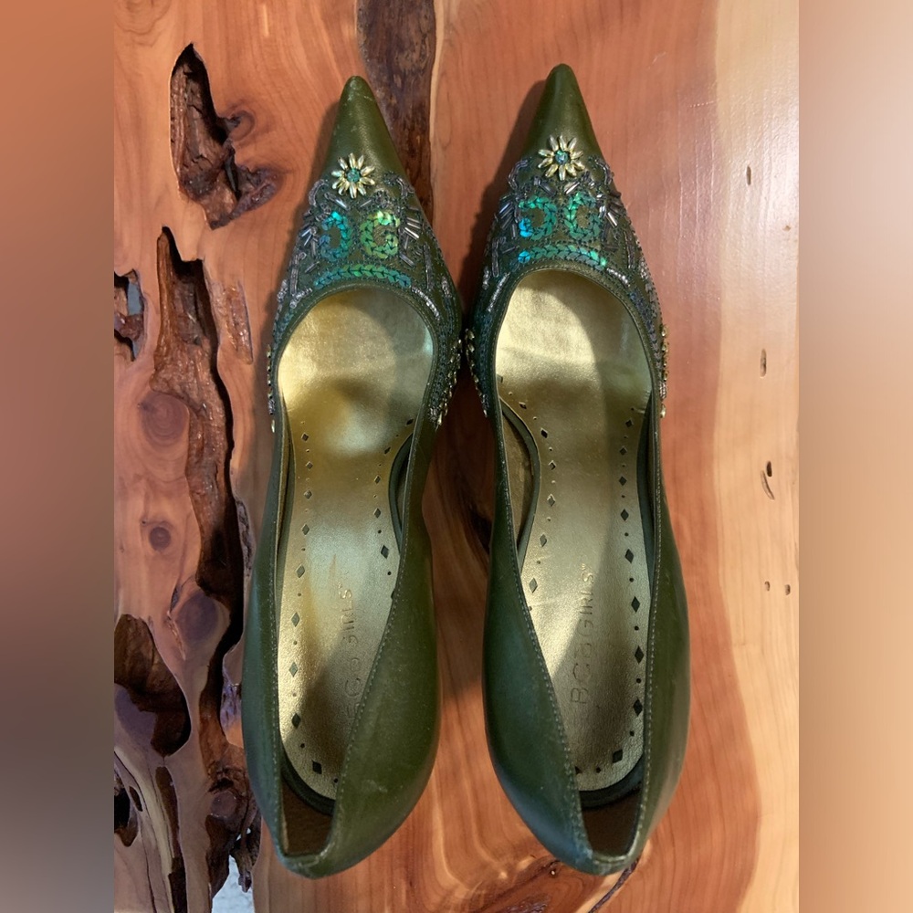 BCBG Green Embellished Heels